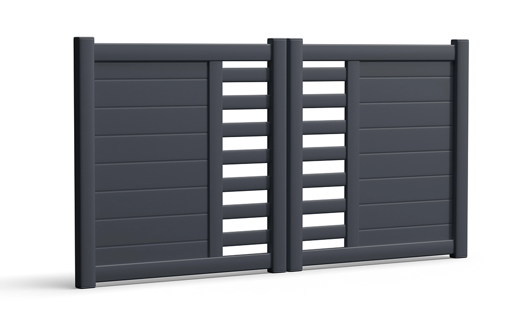 portail en aluminium zagros battant noir mat Prefalu