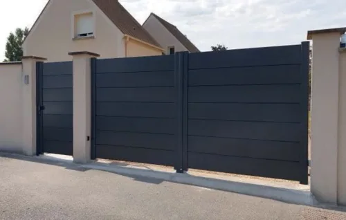 portail en aluminium belledonne battant noir Prefalu