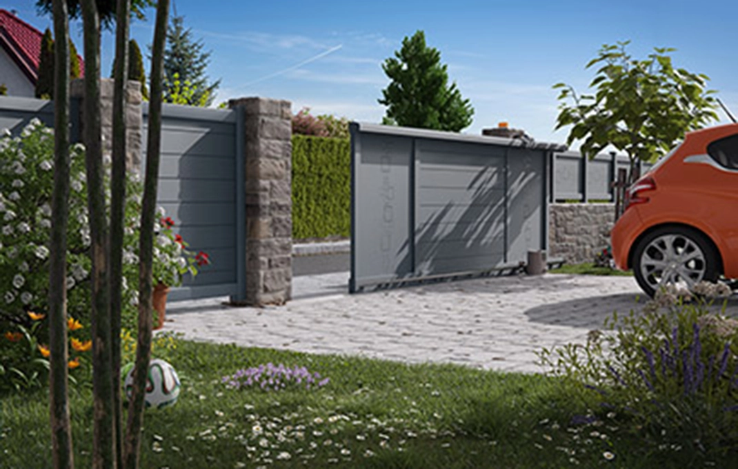 portail en aluminium elixio coulissant noir Prefalu