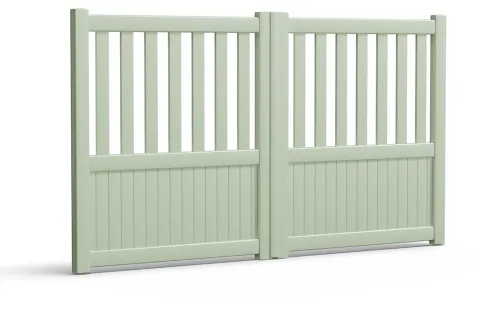 portail en aluminium pinde battant vert Prefalu