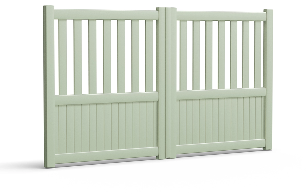 portail en aluminium pinde battant vert Prefalu