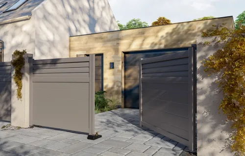 portail en aluminium maud battant marron Prefalu