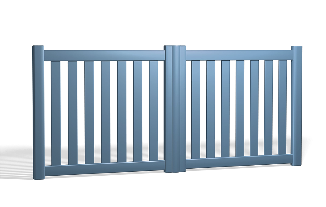 portail en aluminium alpes battant bleu Prefalu