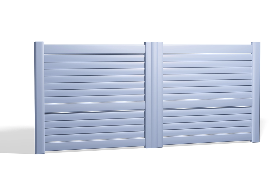 portail en aluminium carlit battant bleu Prefalu