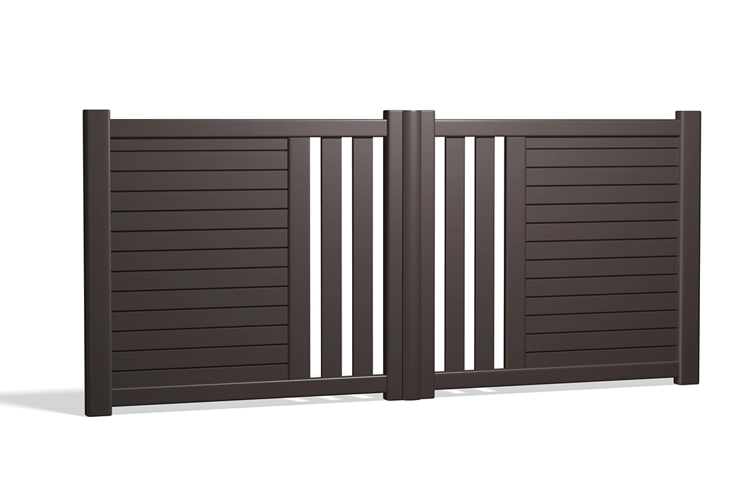 portail en aluminium pamir battant marron Prefalu